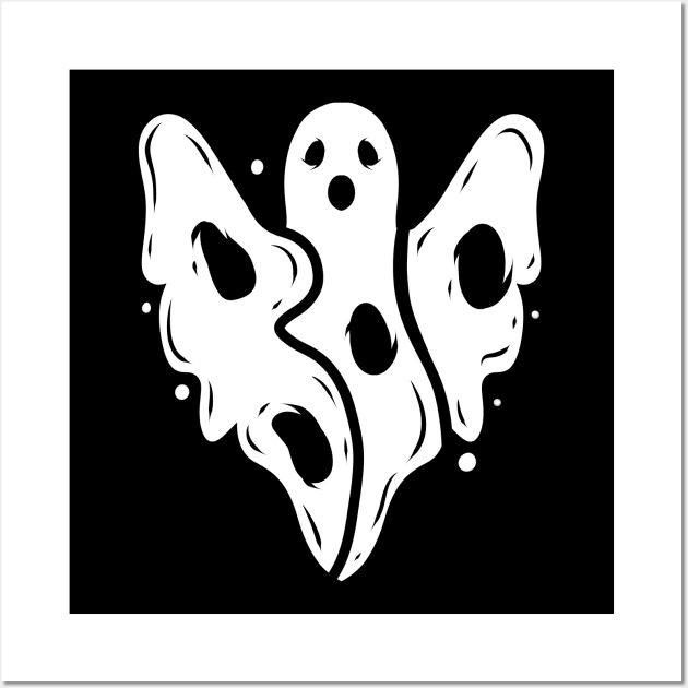 Scary Ghost Says Boo With His Body on Halloween Wall Art by SinBle